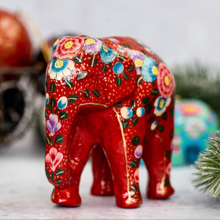Elefante gigante floral vermelho indiano por atacado de Bollywood Christmas