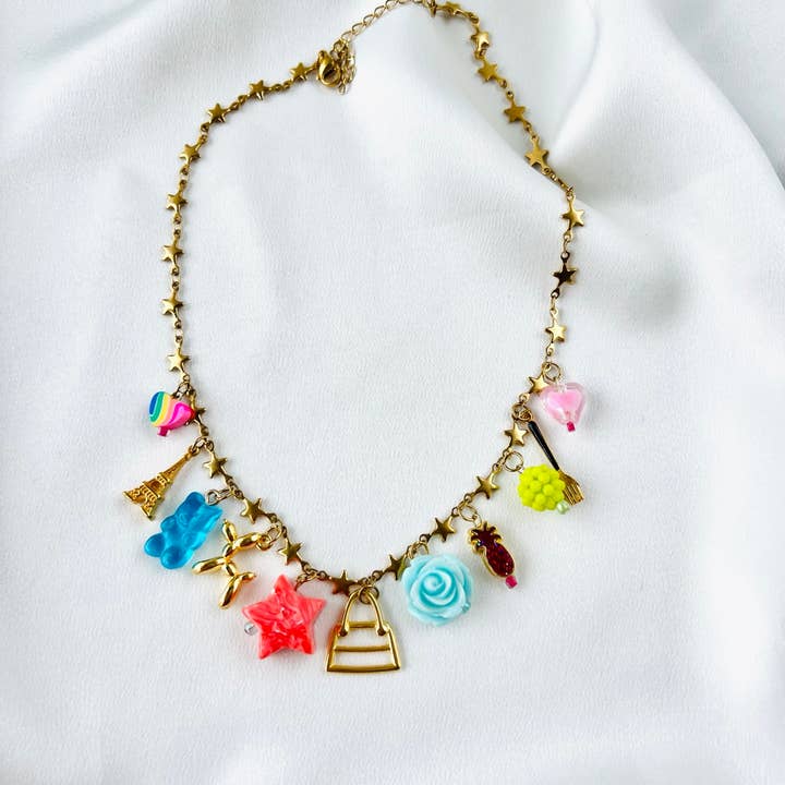 Goupi - Wholesale Pendant/Charm Necklace - Vintage charm rainbow necklace