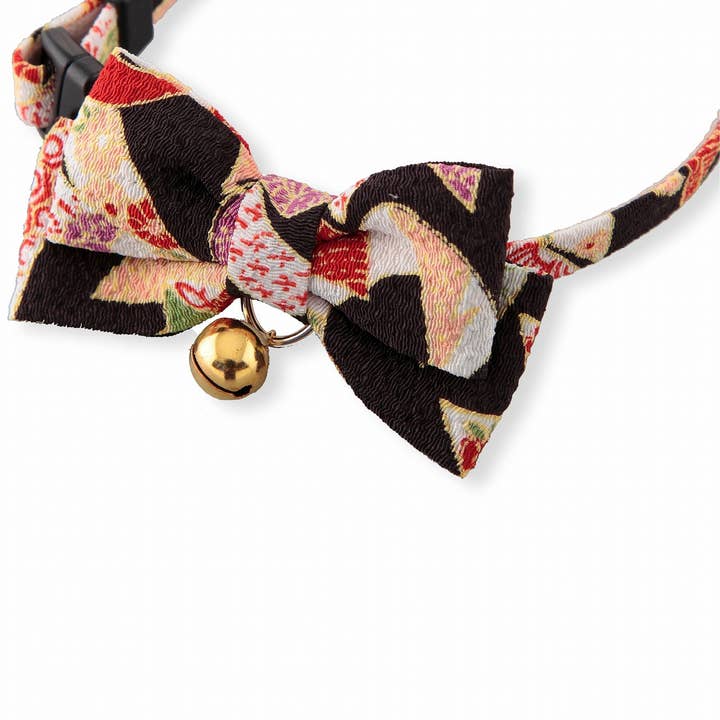 MOON-X USA, INC. - Wholesale Pet Collar - Cat - Chirimen Kimono Bow Tie Cat Collar (Black)