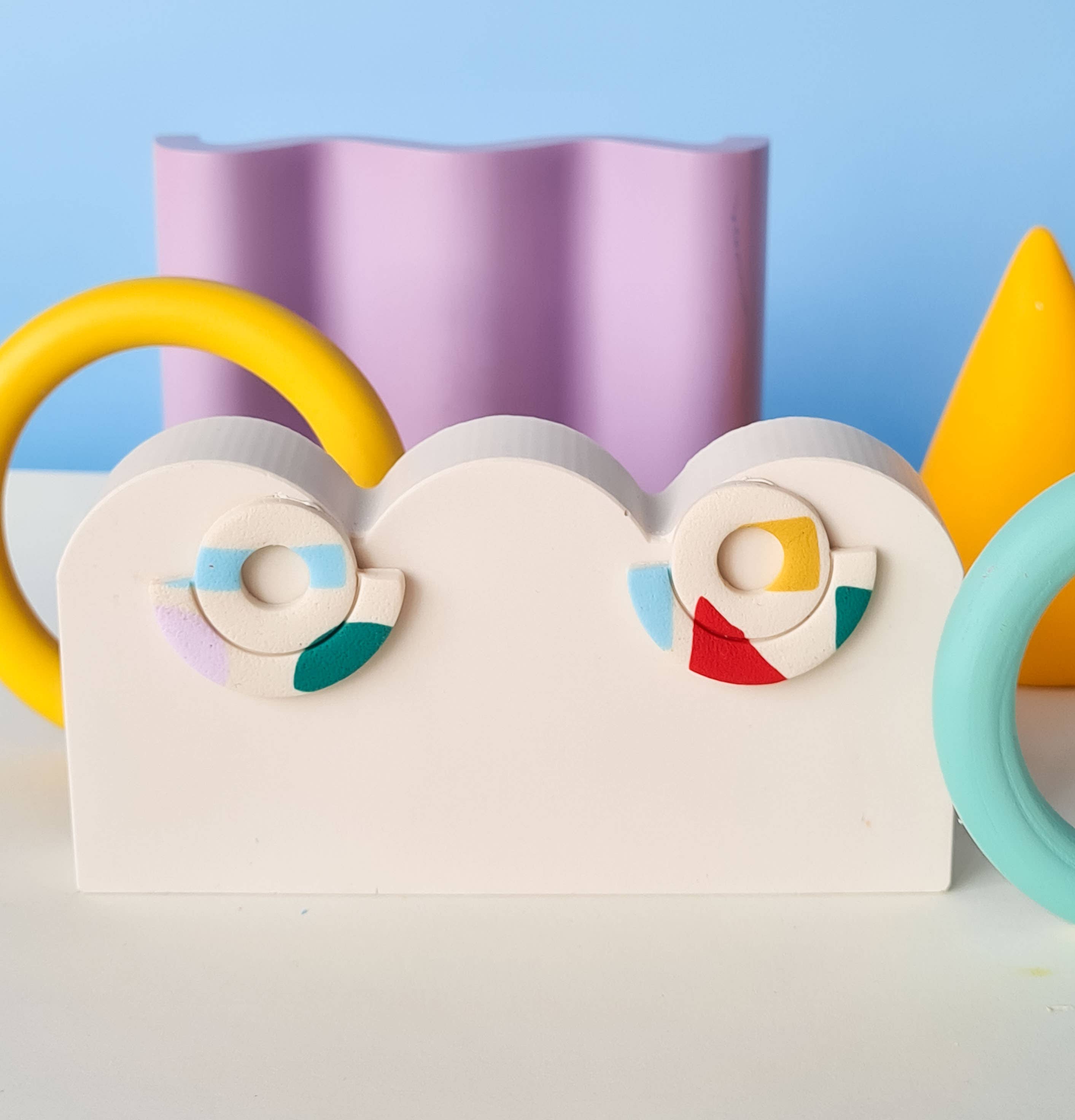 Mono - Wholesale Dangle Earrings - colorful patterned handmade clay earrings in 19 varieties12