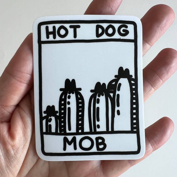 Hot Dog Mob Sticker for wholesale by PapaLlama