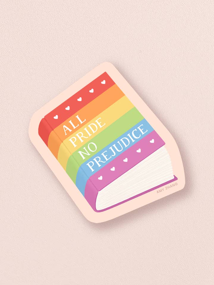 All Pride No Prejudice — LGBTQ+ Book Sticker for wholesale by Amy Zhang