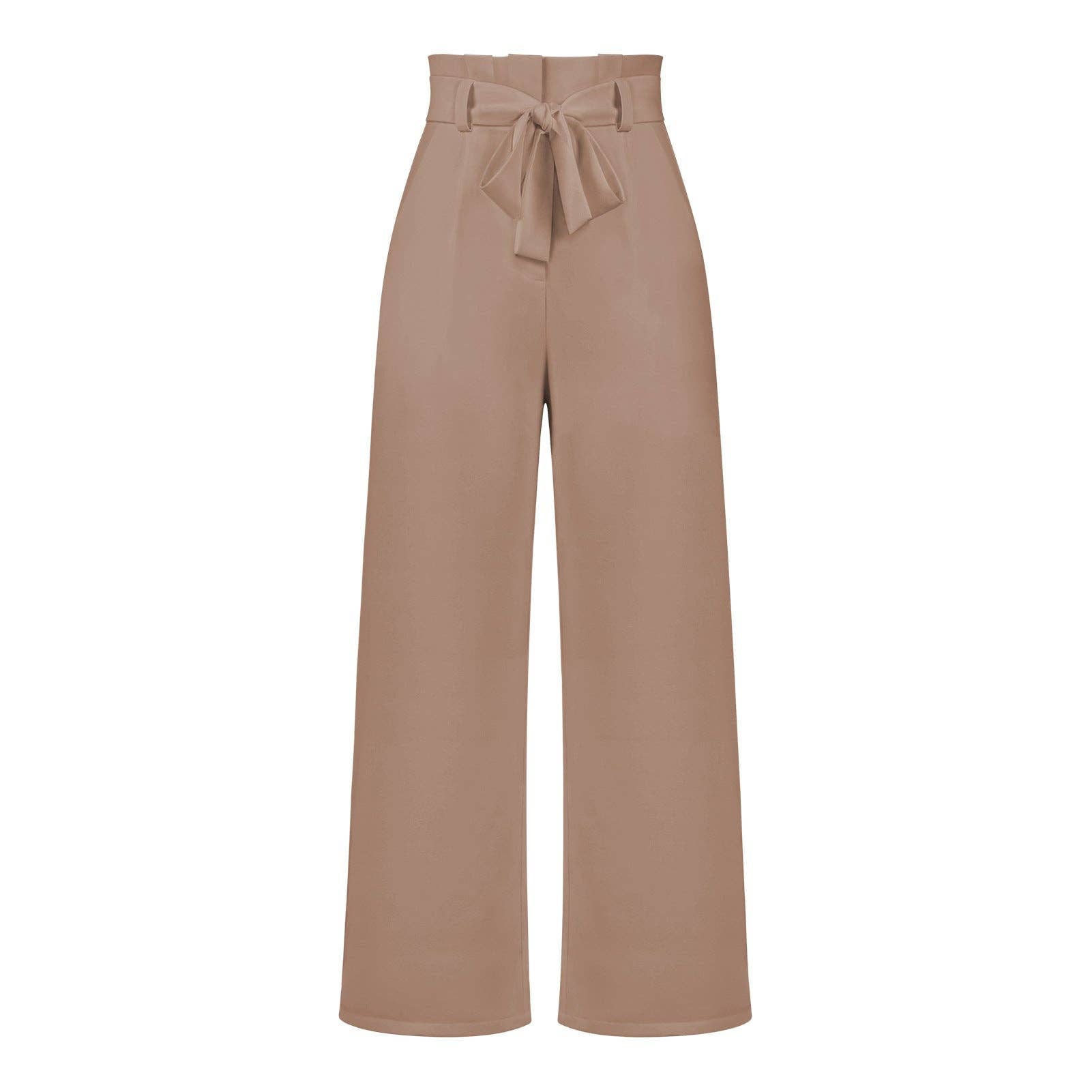 Suhkasana - Wholesale Pants - Women's - Women's Wide-Leg Trousers with Belt Casual Commuter Pants12