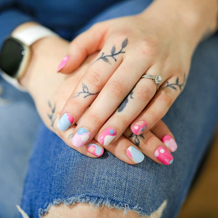 Modgloss - Wholesale Nail Art/Decal - Pink Modern Abstract Nail wraps | "Dreamhouse Couture"3