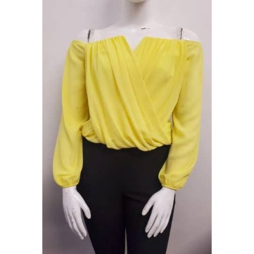 Curve Market - Wholesale Blouse - Women's - PLUS SIZE CHIFFON OFF THE SHOULDER SURPLICE TOP4