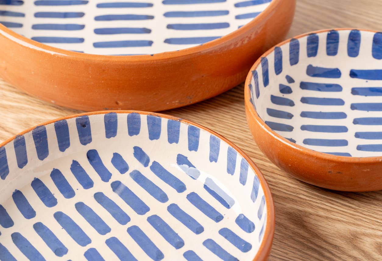 Verve Culture - Wholesale Decorative Plate/Dish/Bowl - Moroccan Nesting Dish Set - Blue Stripe3