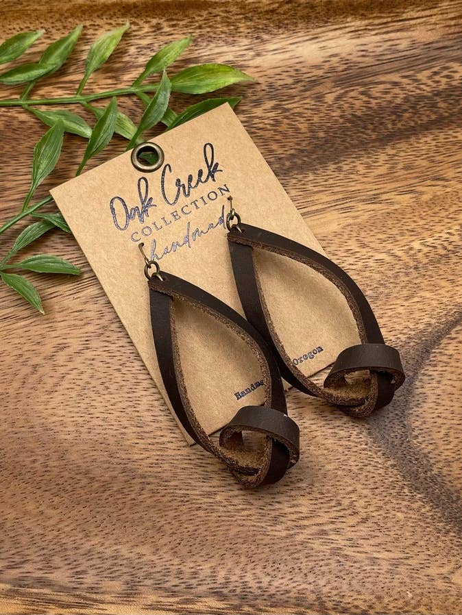 Leather Knot Earring 3" Large - 3 Colors for wholesale by Oak Creek Collection Handmade
