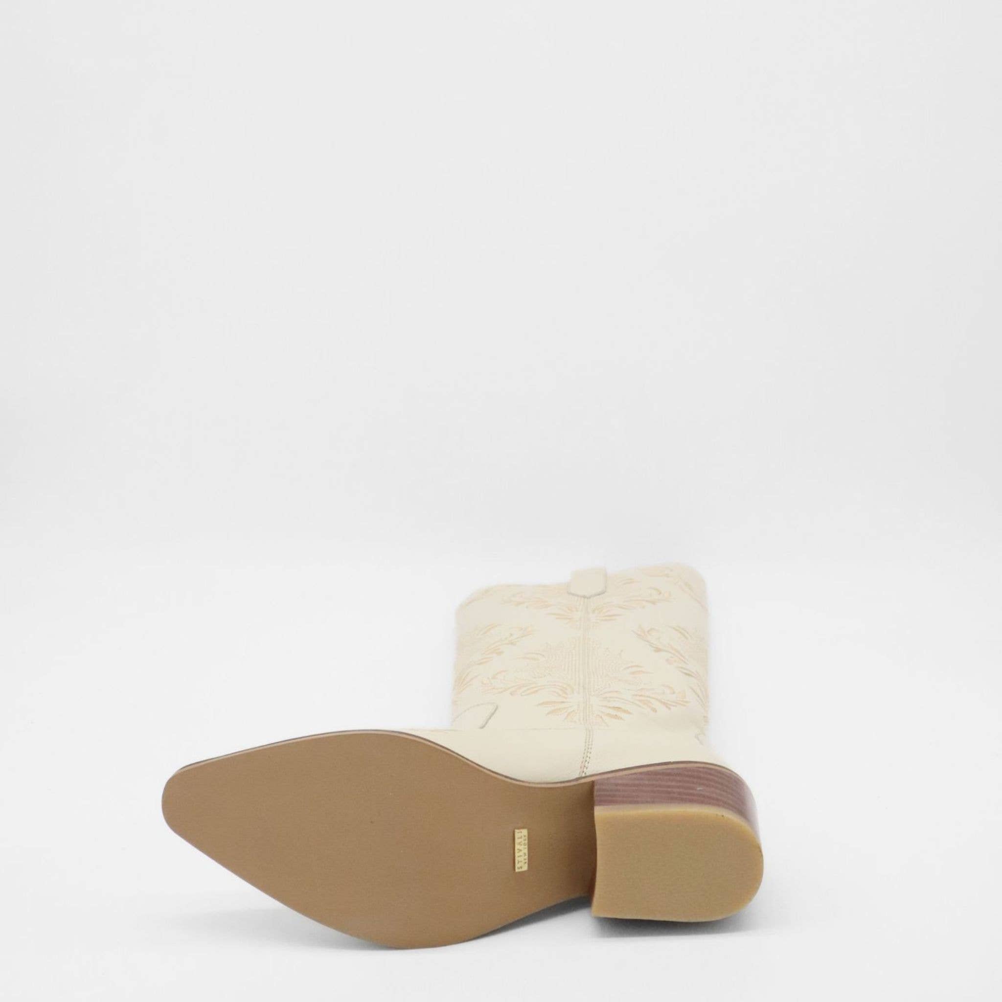 Jolene western cowboy boots in ivory leather women shoes for wholesale on Faire8