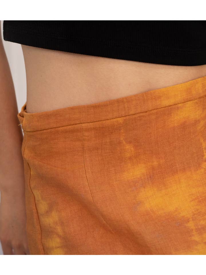OY A – wholesale Kjol - Dam – OY A LAB: Gurkmeja Orange Linne Wrap kjol