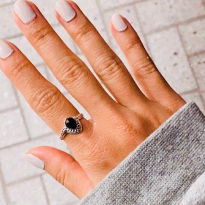 Quasar Gems USA - Wholesale Single Stone/Solitaire Ring - Black Obsidian Ring Sterling Silver 9254