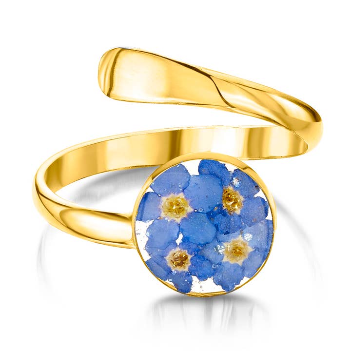 Förgylld silverring (justerbar) - Förgätmigej - Rund för wholesale av Shrieking Violet