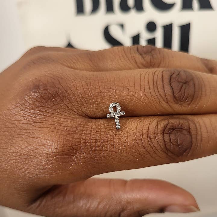 Moon Goddess - Wholesale Stud/Post Earrings - Danity Ankh Nose Stud
