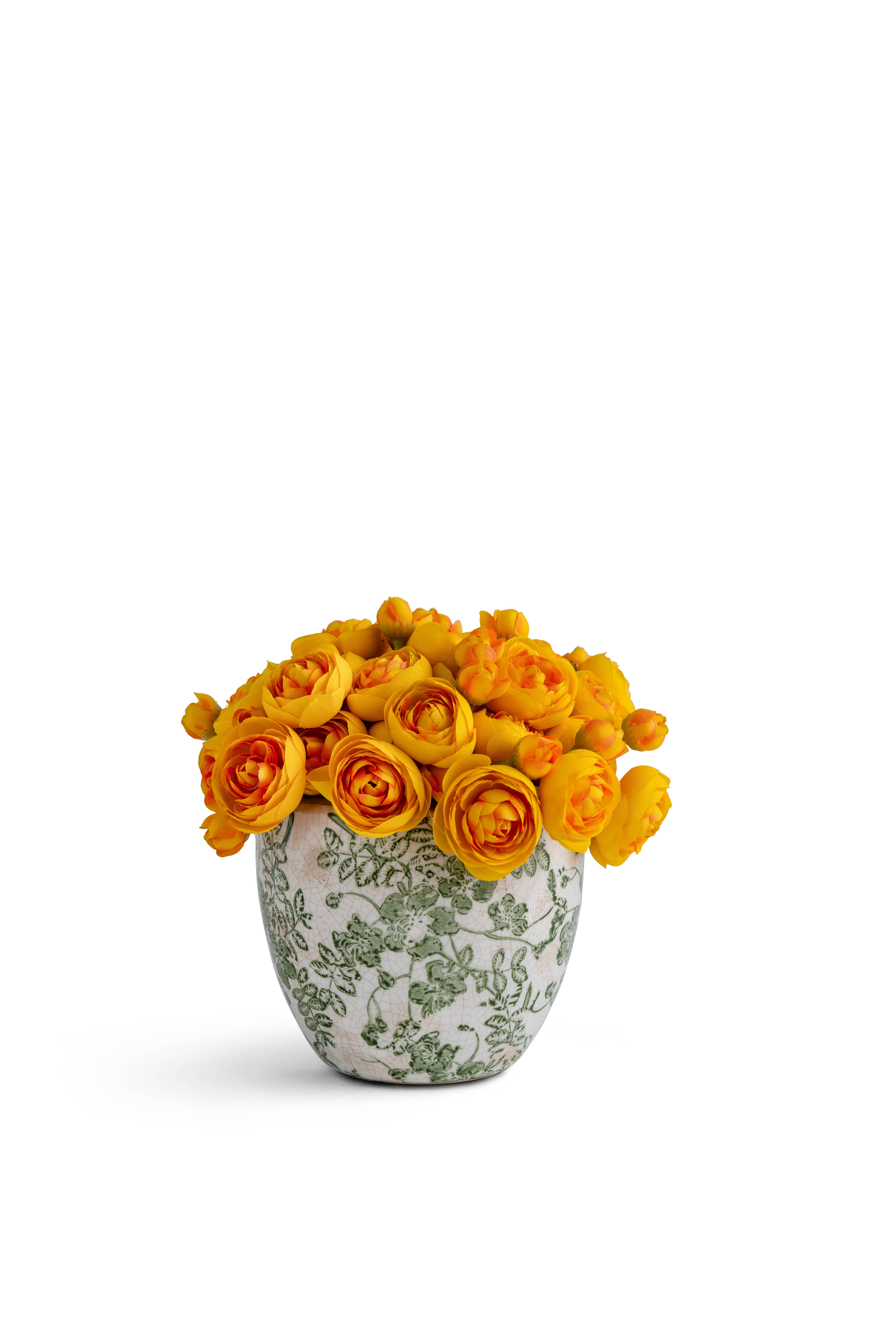 T&C Floral Company - Wholesale Artificial Flowers - Pave baby Ranunculus in Green and White ceramic3