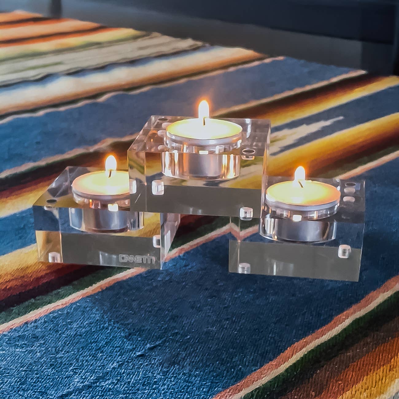 Canetti Design Group Inc. – Suporte de vela por atacado – Suporte para Velas de Chá com Íman às Riscas - Conjunto de 3 - 5 Cores4