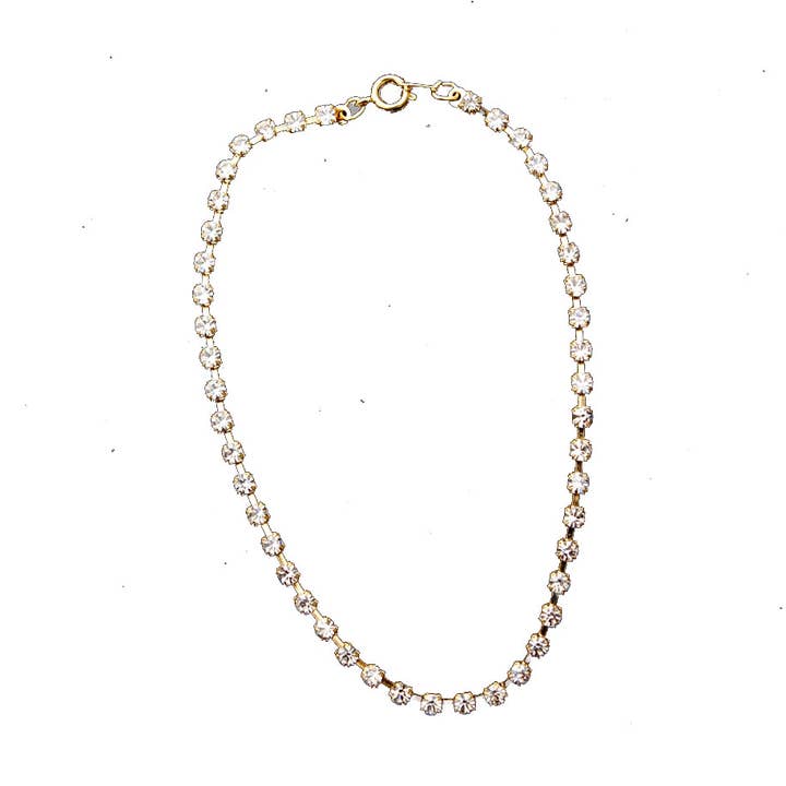 Cavigliera Tennis a Fila Singola con Strass di Cristallo Dorato per la vendita all'ingrosso da parte di Cool Crystals