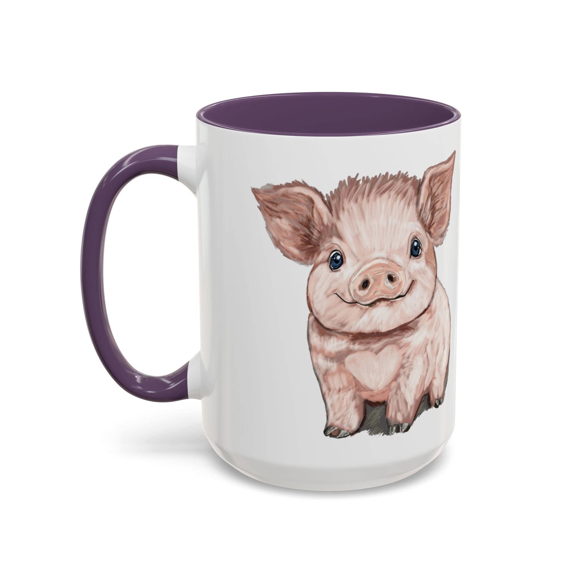 Blue Cava - Wholesale Coffee Mug - Adorable Piglet Two Tone Ceramic Mug - 11 oz & 15 oz43