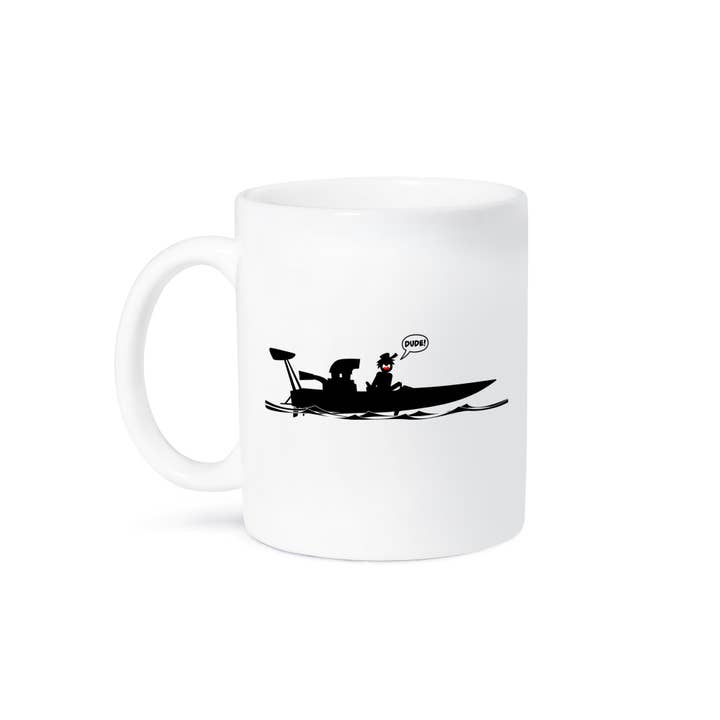 3dRose - Wholesale Coffee Mug - 3dRose, Screamnjimmy cruising his drag boat on the lake and shouting DUDE, Mug8