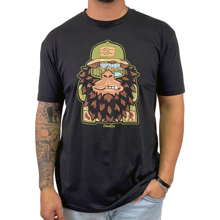 CO Bigfoot T-Shirt - Black for wholesale by ColoradoCool Apparel