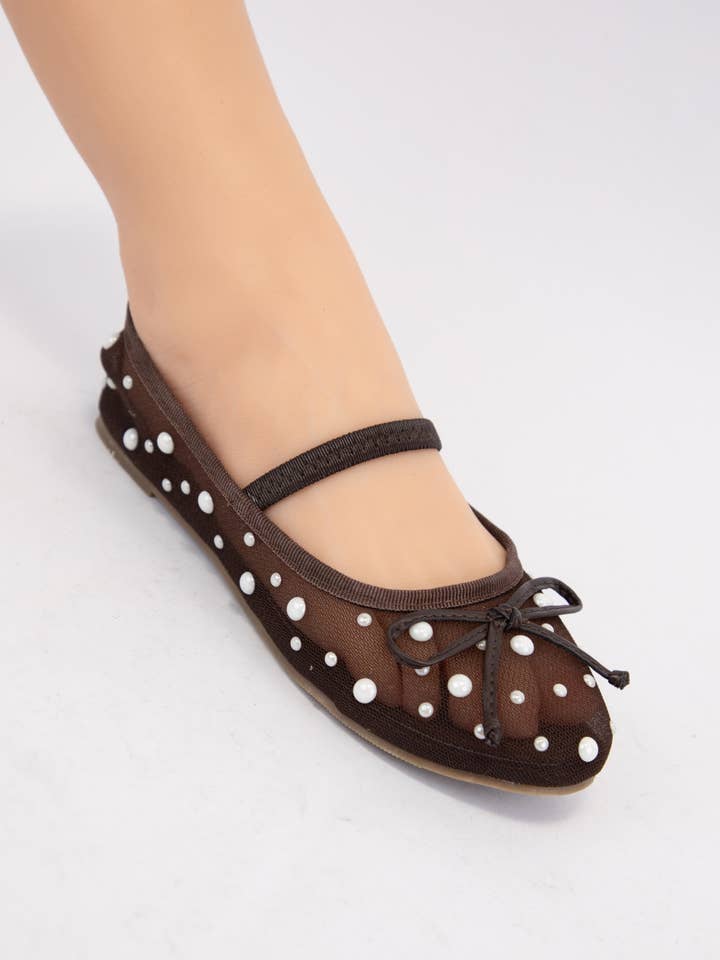 CCOCCI - Wholesale Flats - Women's - CCOCCI MINI PACK CARLY SHEER MESH WITH PEARL EMBELLISHMENT