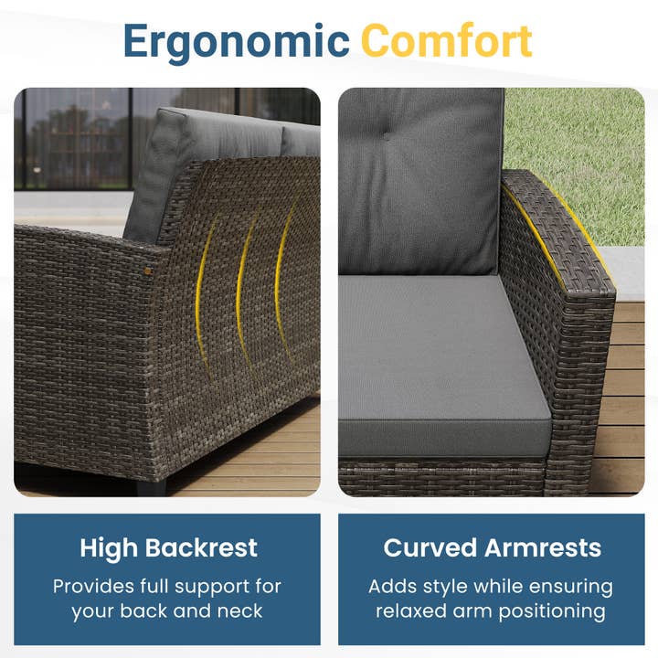 Heynemo - Vente Salon de terrasse - Ensemble de mobilier de patio 4 pièces, ensemble de conversation en osier pour patio3