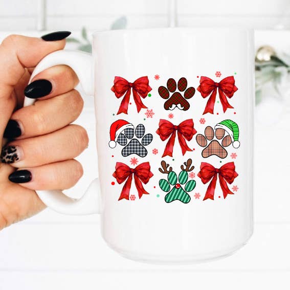 15oz Dog Mom, Santa, Christmas Mug for wholesale by Boho Sips
