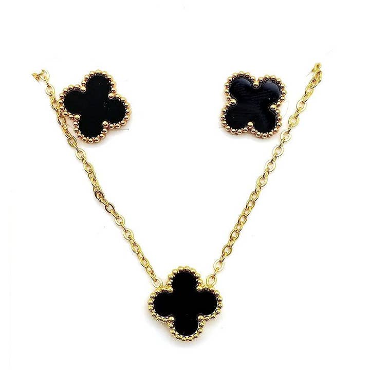 Diacly - Wholesale Jewelry Set - Clover Chain Necklace Set with Pendant and Charm