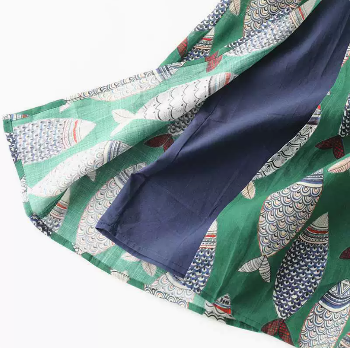 Vert Robe sans manches vintage de style chinois avec imprimé floral en vente sur Faire3