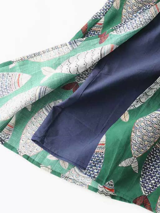 Vert Robe sans manches vintage de style chinois avec imprimé floral en vente sur Faire3