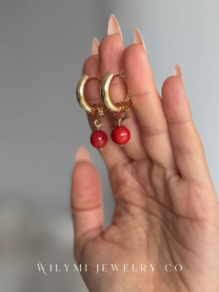ISOLA Brincos de Argola Escultural Coral | Charms Removíveis por atacado de WILYMI Jewelry Co