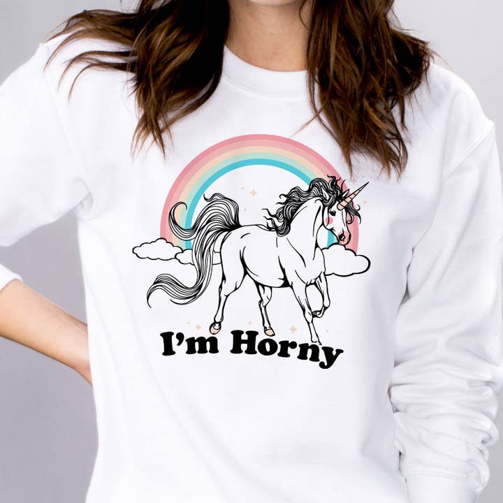 I'm Horny Unicorn Sweatshirt for wholesale by femfetti