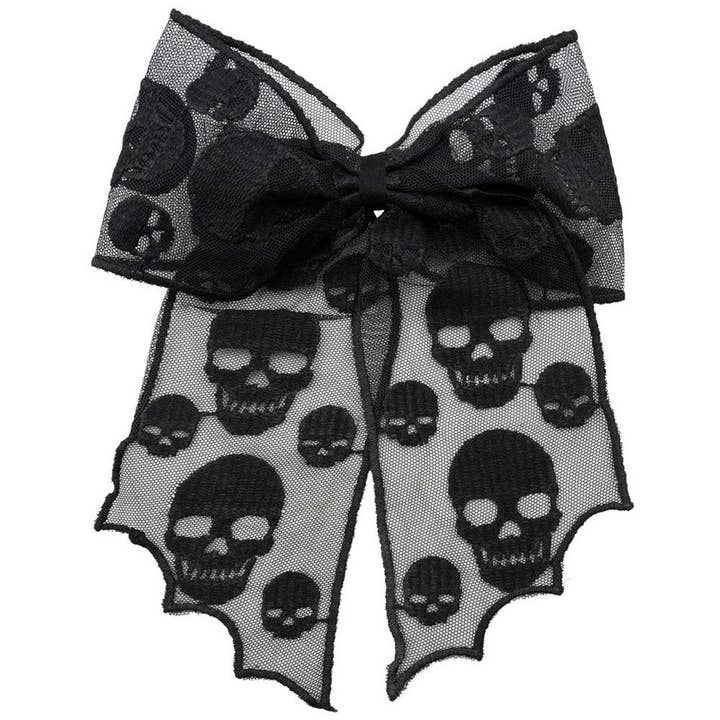 Skull Lace Hair Bow for wholesale by Kreepsville
