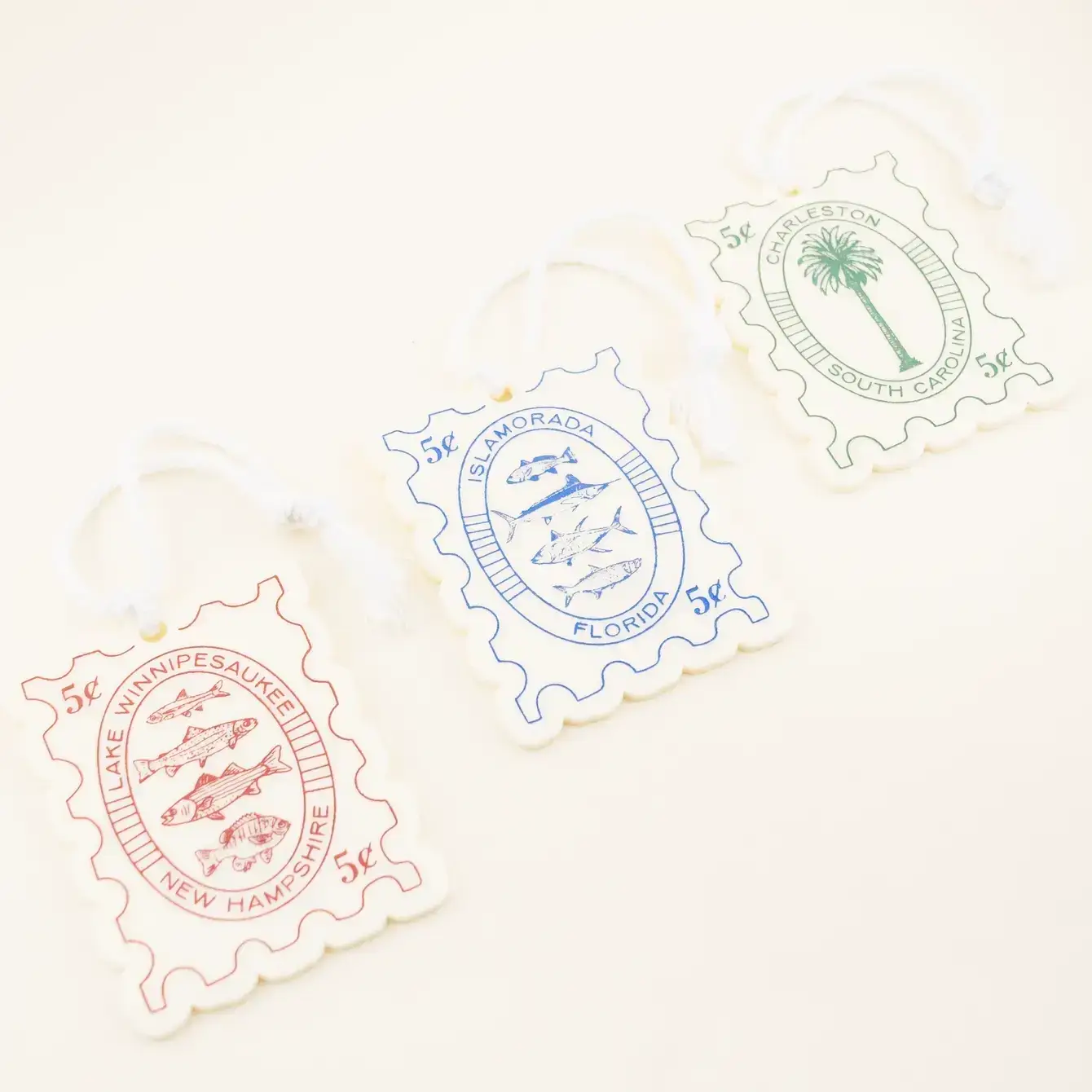 Freshwater Curated Goods - Wholesale Ornament - Palm Tree Postage Stamp Icon Ornament2