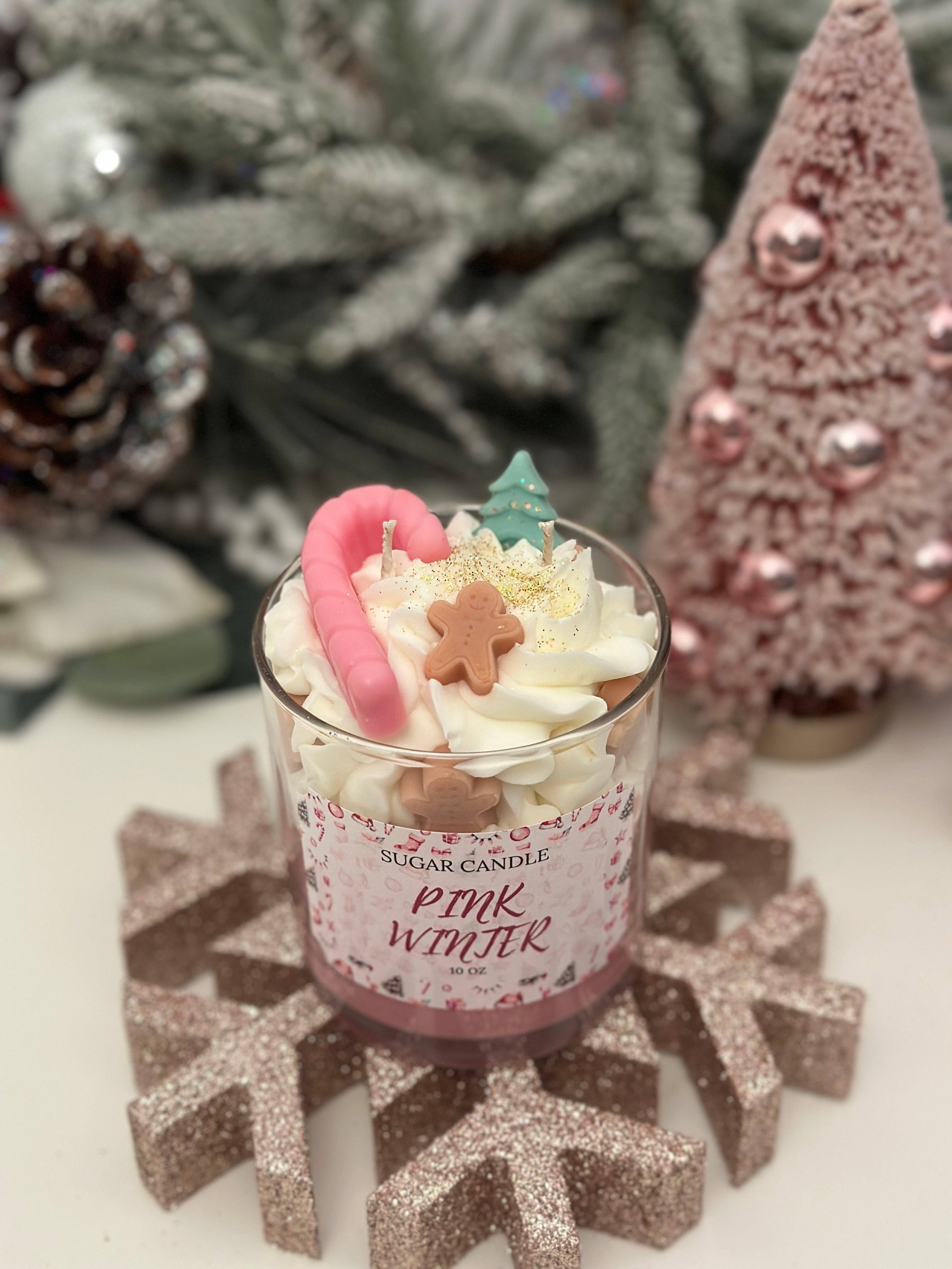 Sugar Candle - Wholesale Jar/Filled Candle - Pink Winter Candle: Soy Wax, Handmade, Gift & Retail Ready1