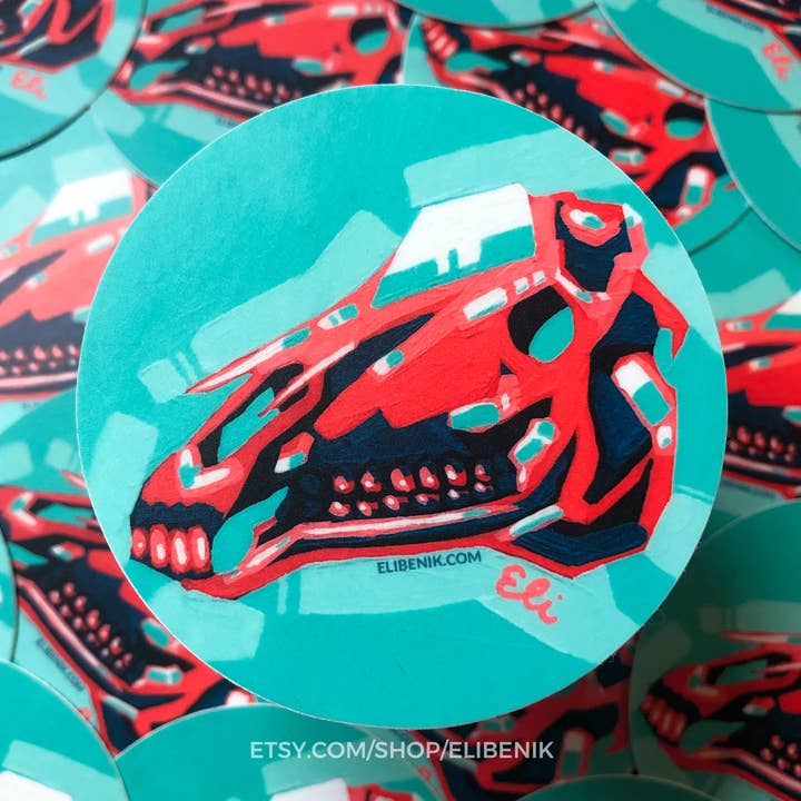 Horse skull heavy duty waterproof vinyl sticker for wholesale by Eli Benik