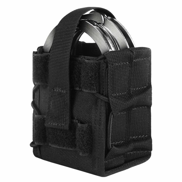 Black Double Handcuff Pouch Open-Top MOLLE Tactical Handcuff Holster for wholesale on Faire