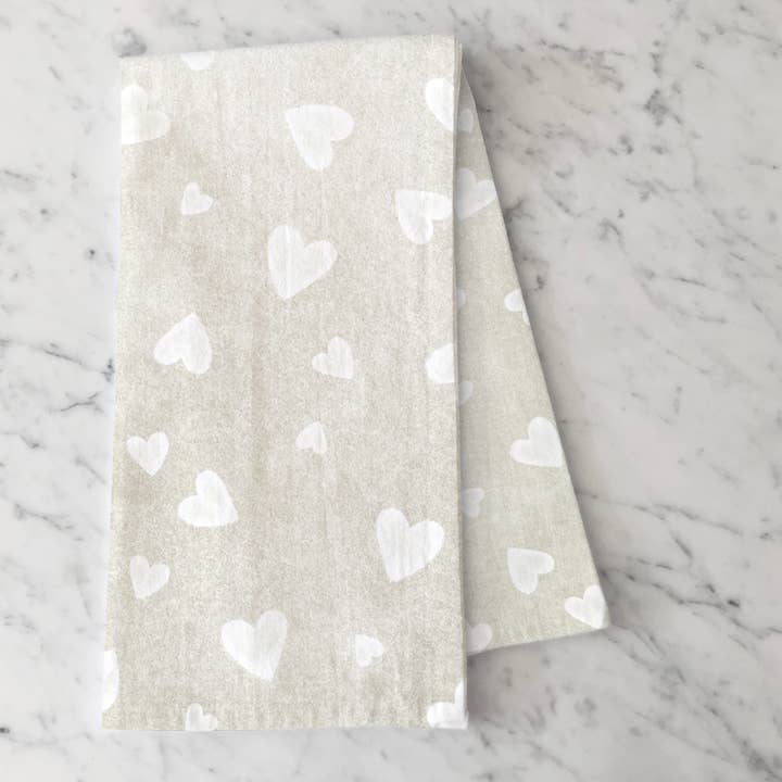 Rustic White Hearts - Tea Towel for wholesale by Susan Case Designs