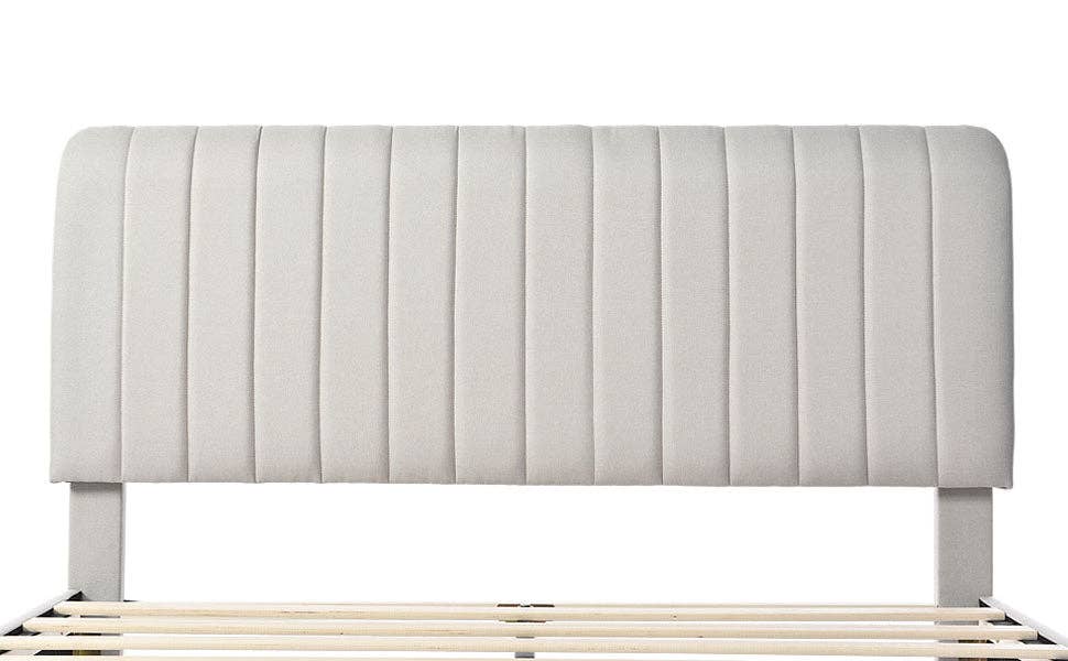 Urban Meuble – Engroshandel Seng – Polstret seng i grå-beige linned dobbeltseng ramme King 140x200cm EGMOID QUEEN13