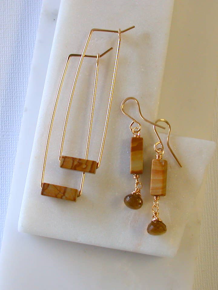 Earth Earring Set. Topaz and Agate. for wholesale by Linda Trent Jewelry
