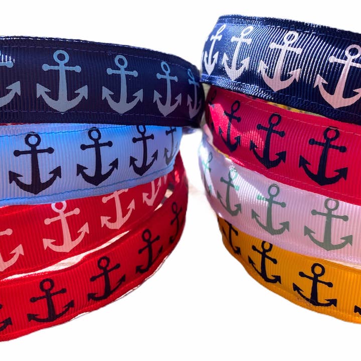 Nautical Sailing Anchor Grosgrain Ribbon Headband for wholesale by Bows Etc.