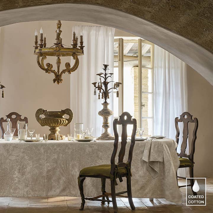 Mille Esprit Jardins Chanvre Tablecloth, Coated Cotton for wholesale by Garnier Thiebaut