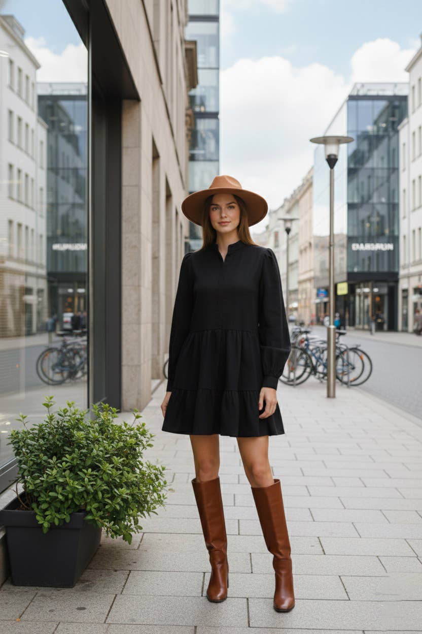 MOOYA - Wholesale Dress - Women's - Short ruffled cotton dress with embroidery - M121-11