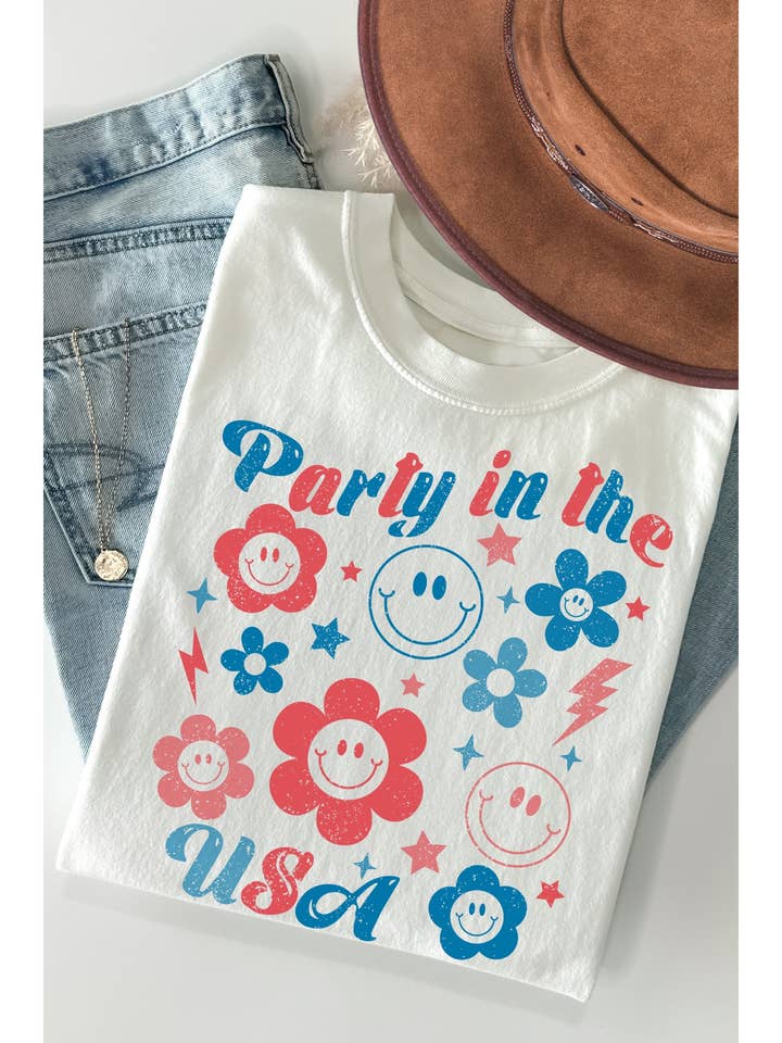 Maglietta a maniche corte Party in the USA per la vendita all'ingrosso da parte di BouTeeQue Closet