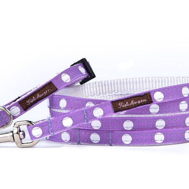 Tekop Lilla/hvide prikker krave/sele/bly - 119 for engroshandel hos Trish Hampton