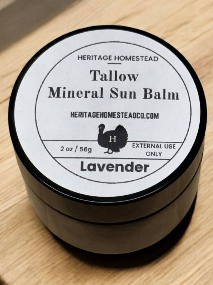 Tallow Mineral Sun Balm for wholesale by heritagehomesteadco