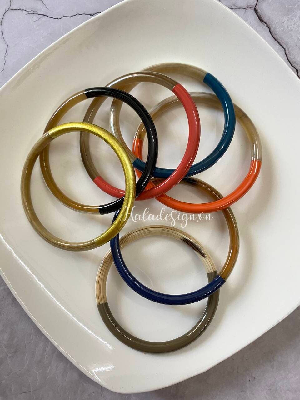 Hala Design - Wholesale Bangle Bracelet - 1 Pc Buffalo Horn and Lacquer Bangle Bracelet4