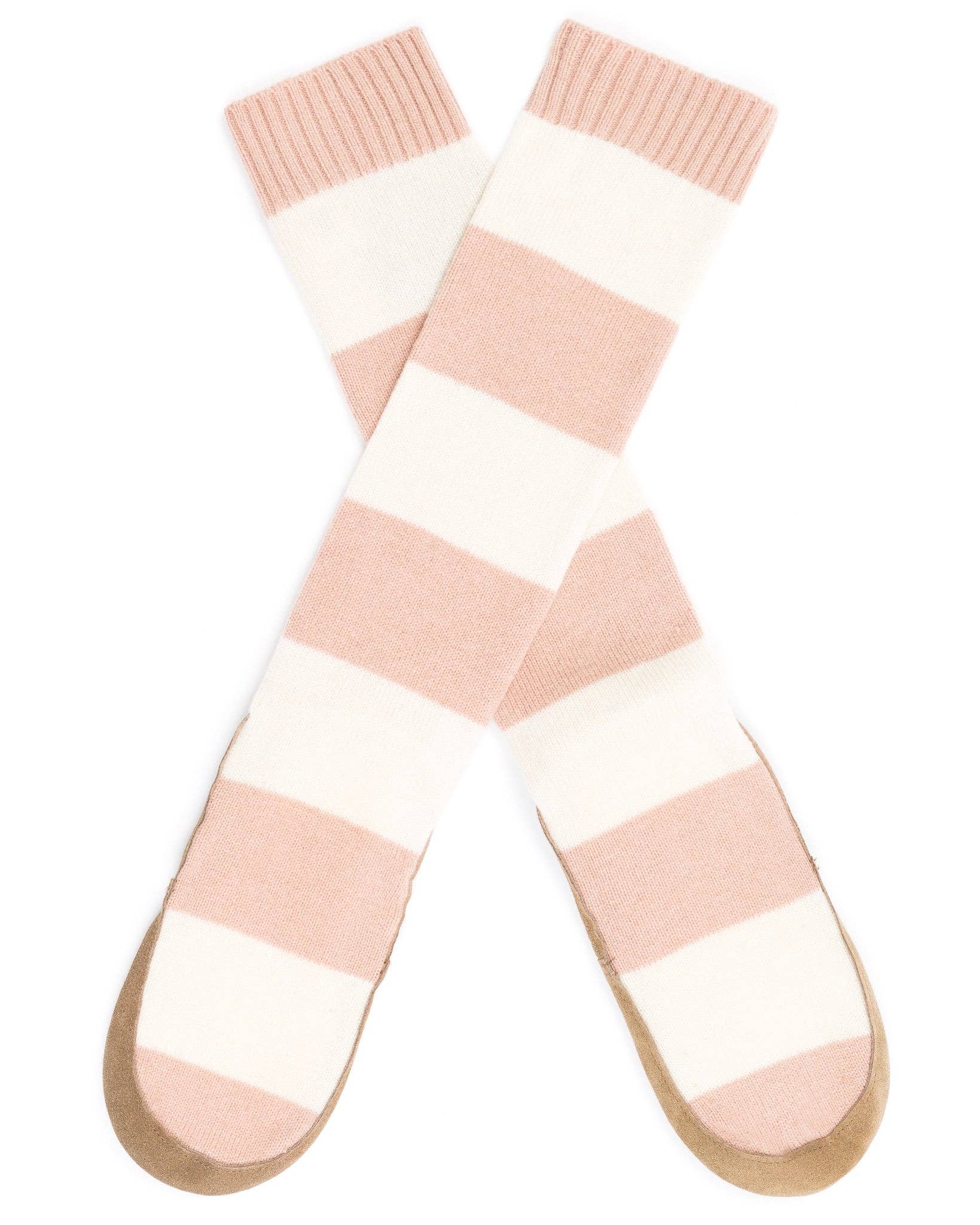 White Natural Cashmere Stripe Slipper Boots for wholesale on Faire1