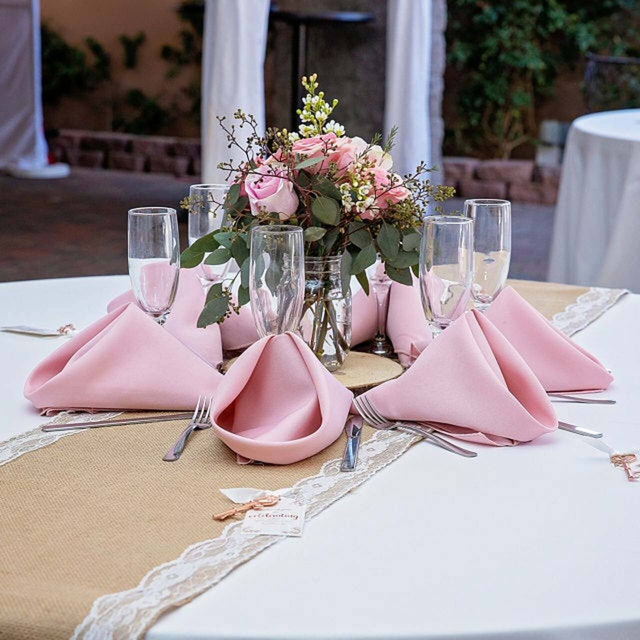 YOUR CHAIR COVERS - Wholesale Table Runner - 14 X 108 Inch Jute Burlap Table Runner with White Lace Edges1