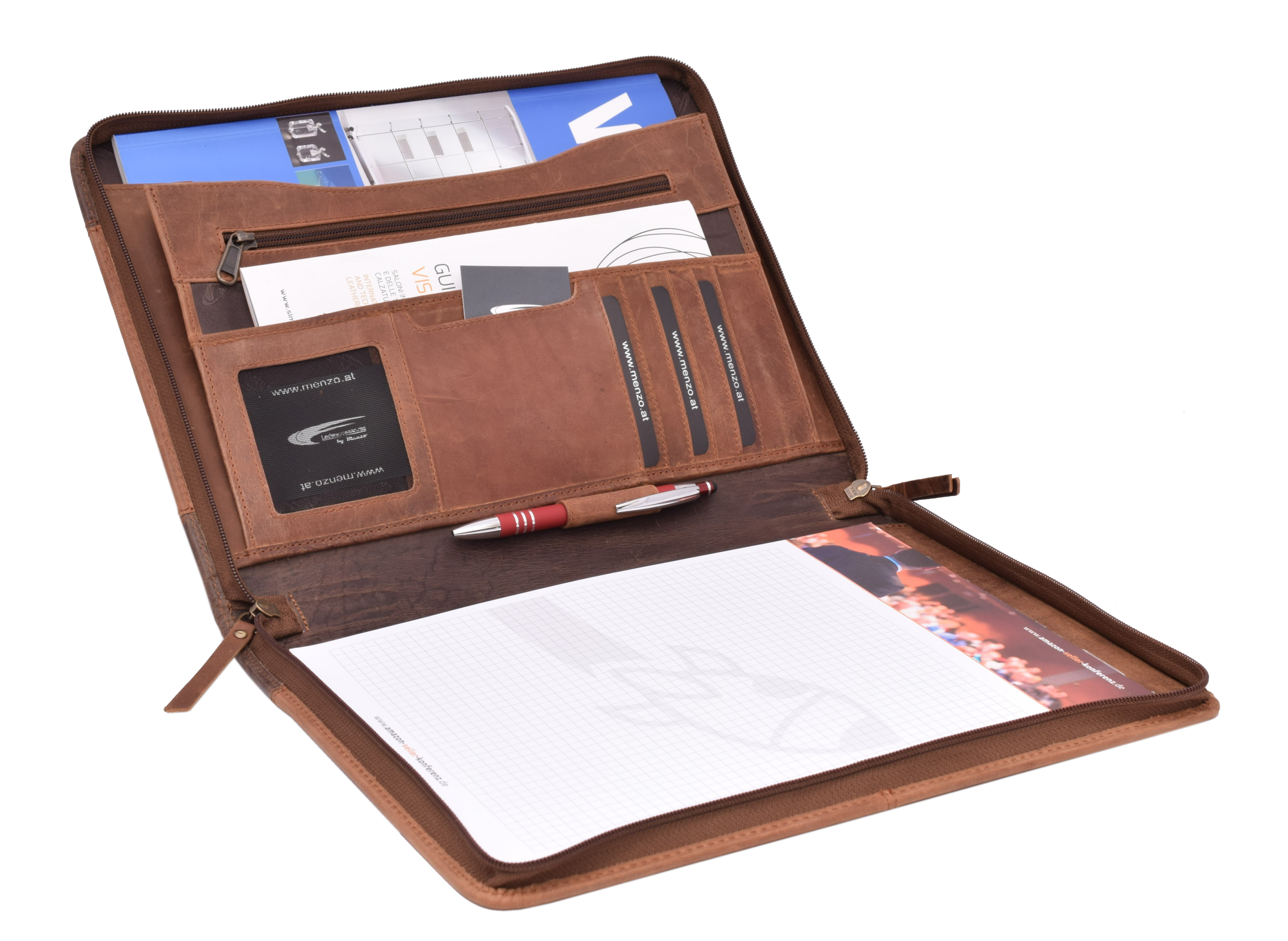 Menzo - Wholesale Folders - Menzo MB56 Conference Folder A4 Buffalo Leather/2-tone Brown0