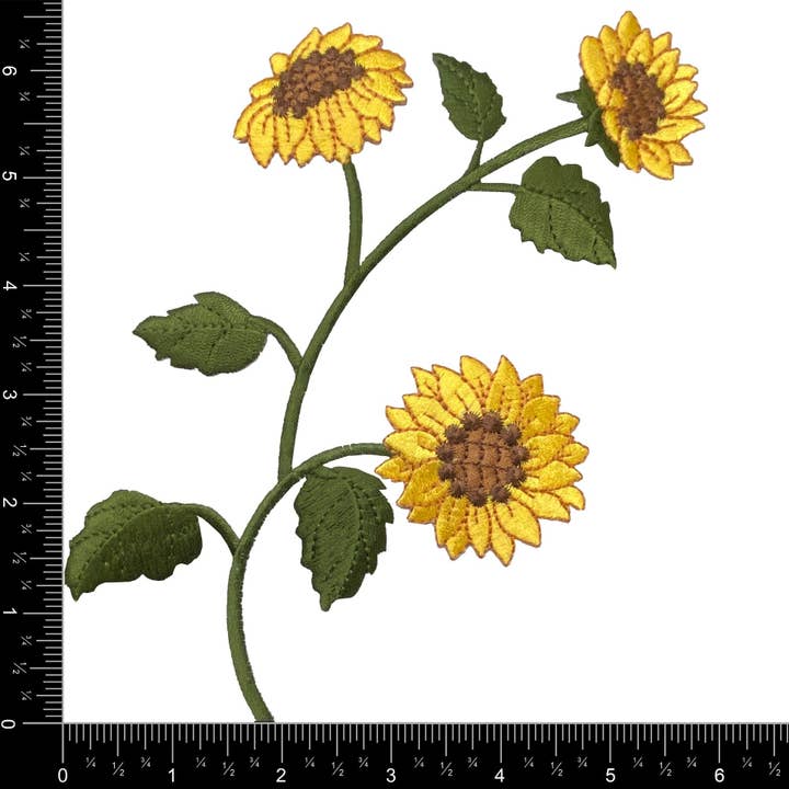Wholesale Applique - Wholesale Patch - Sunflower Group - 7-1/2" Flowers - Iron on Applique - Embroidered Patch1