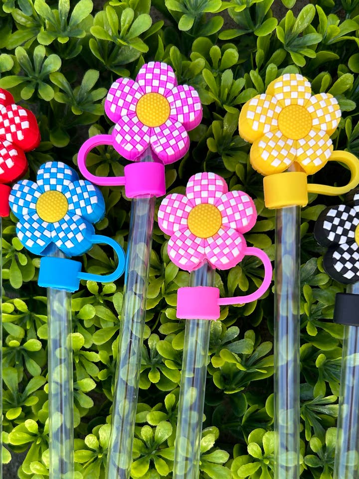 Flower Power Straw Toppers Set of 6 for wholesale by JILLIAN INK LLC